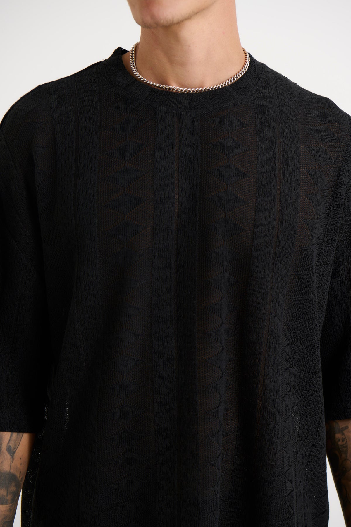 Ottis Knitted Crew Neck Tee Black