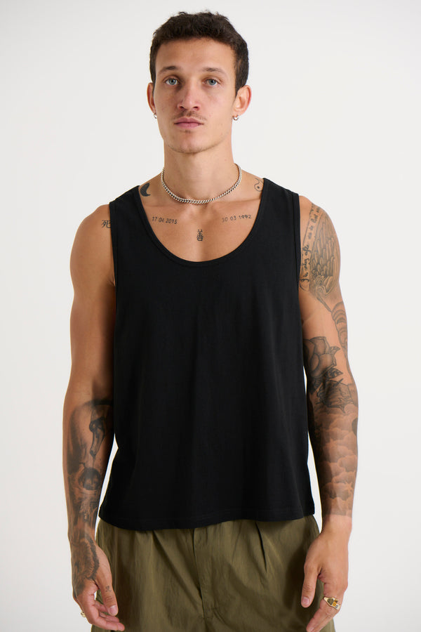 Richie Loose Crop Tank Black