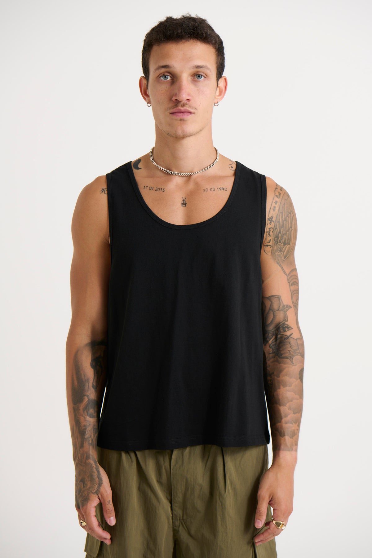 Richie Loose Crop Tank Black