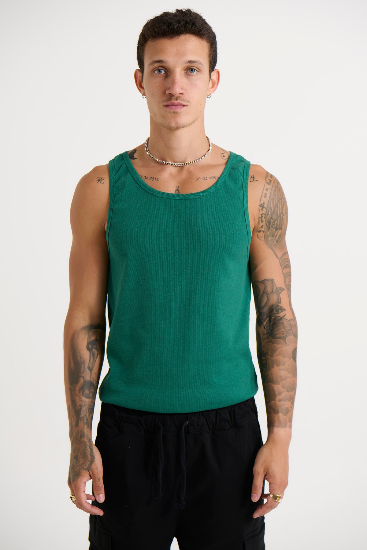 NTH Fitted Ribbed Tank Emerald