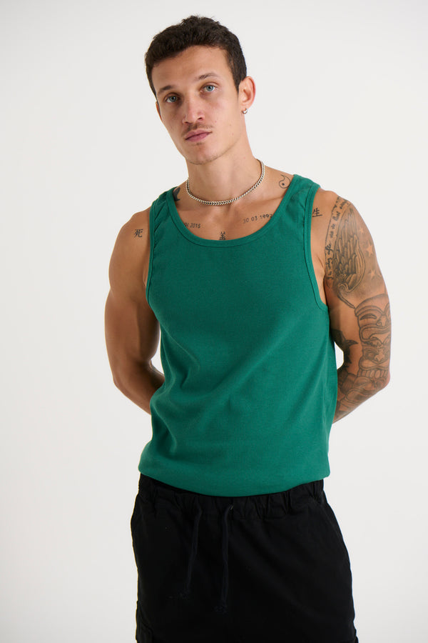 NTH Fitted Ribbed Tank Emerald