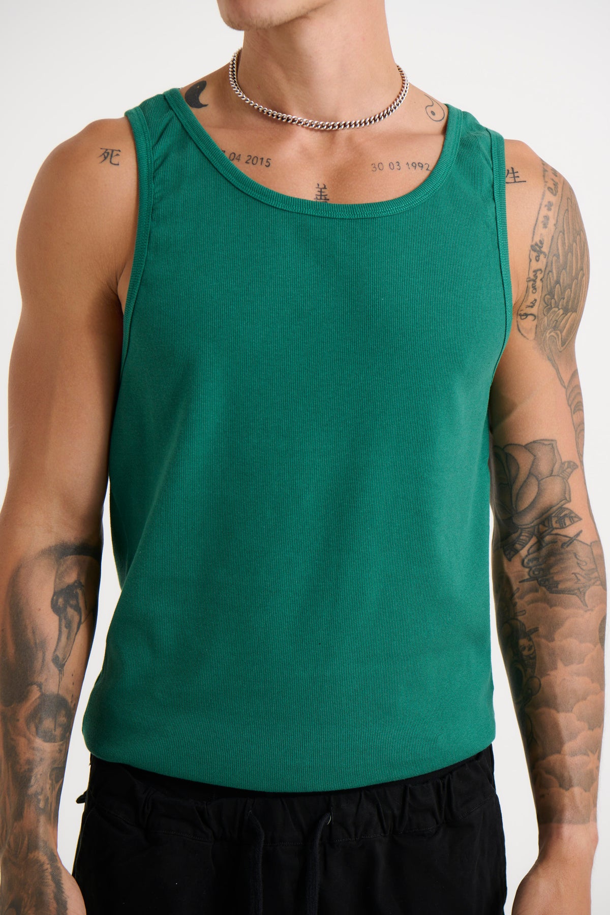 NTH Fitted Ribbed Tank Emerald