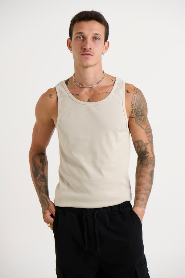 NTH Fitted Ribbed Tank Natural