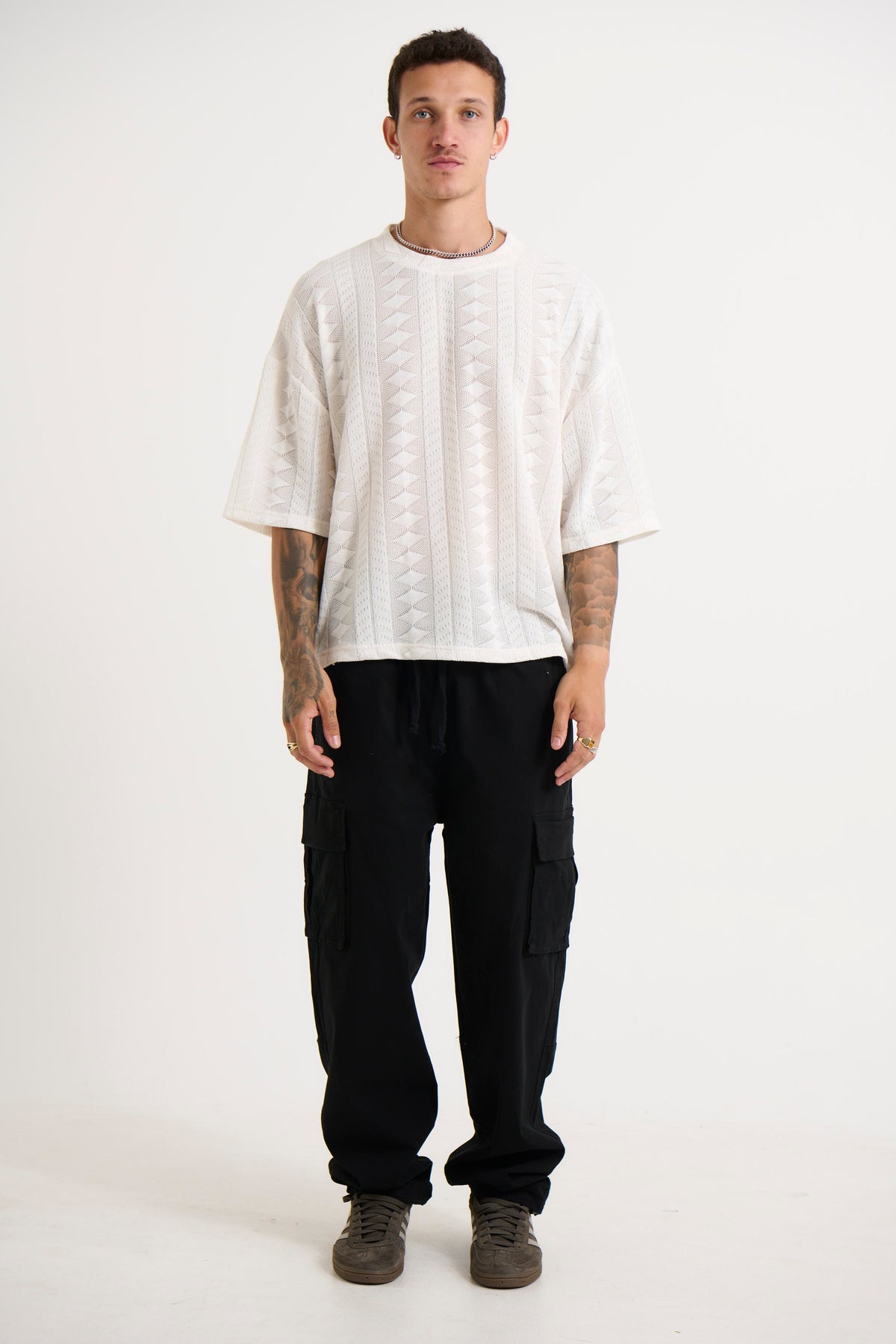 Ottis Knitted Crew Neck Tee White