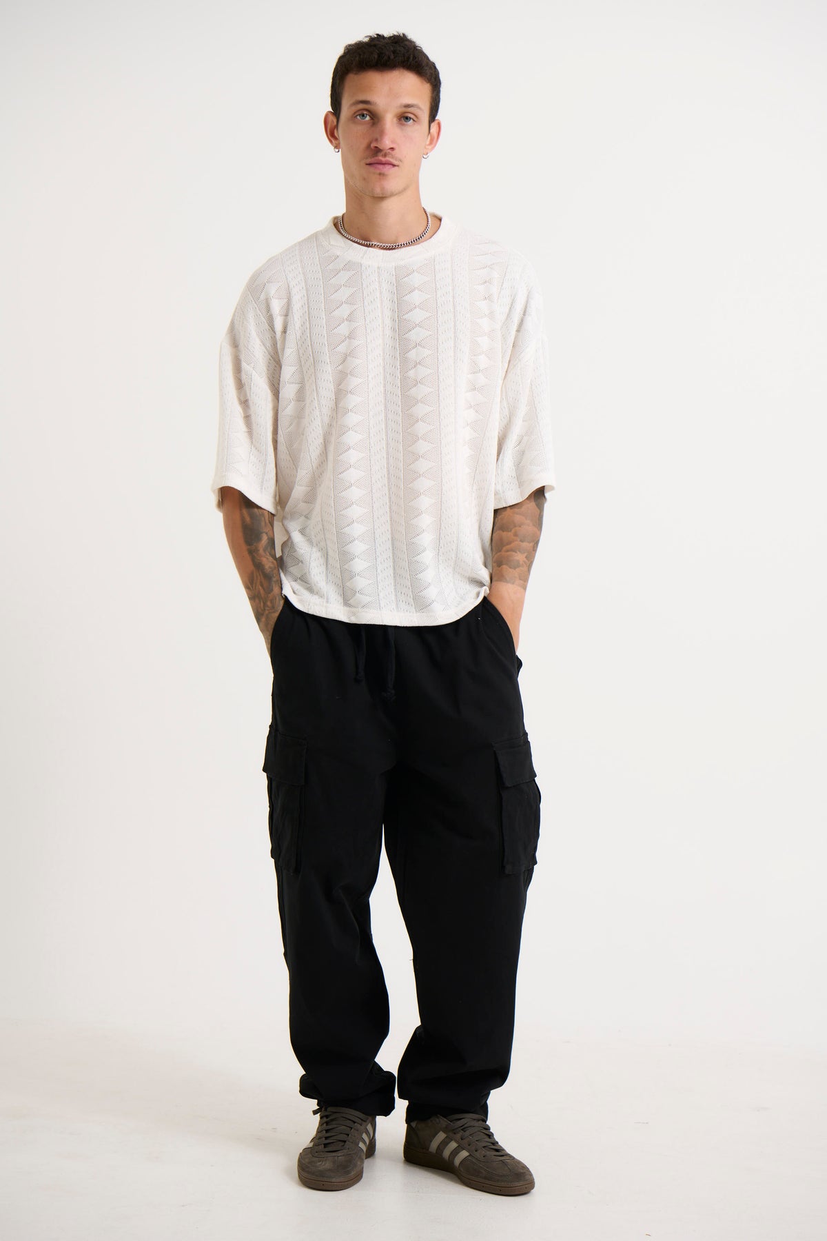 Ottis Knitted Crew Neck Tee White