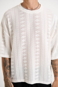 Ottis Knitted Crew Neck Tee White