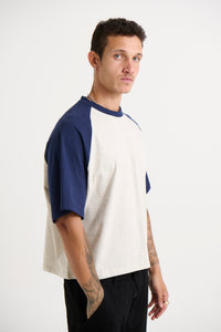 Crop Box Tee Raglan Navy