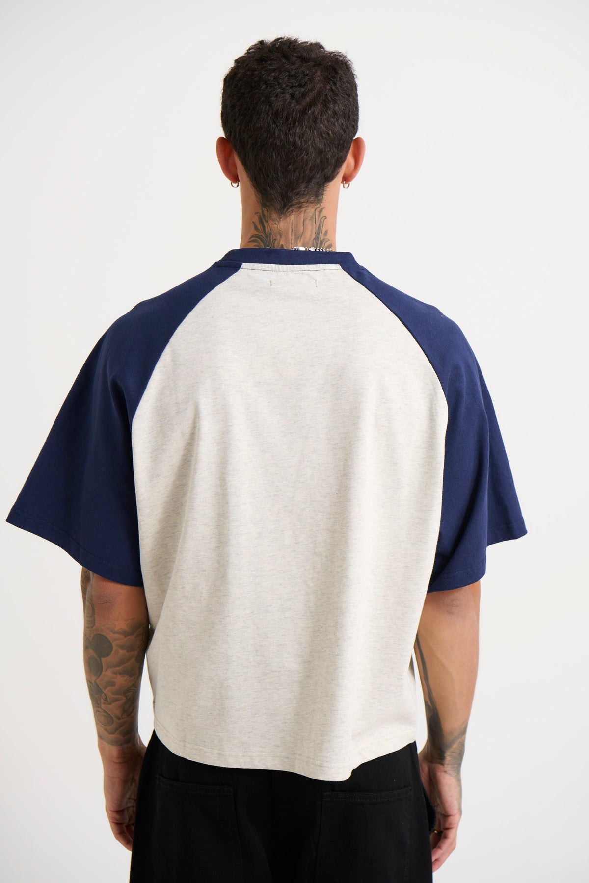 Crop Box Tee Raglan Navy