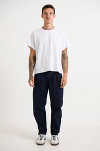 NTH Cropped Pleat Pant Navy