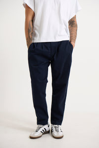 NTH Cropped Pleat Pant Navy