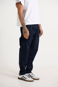 NTH Cropped Pleat Pant Navy