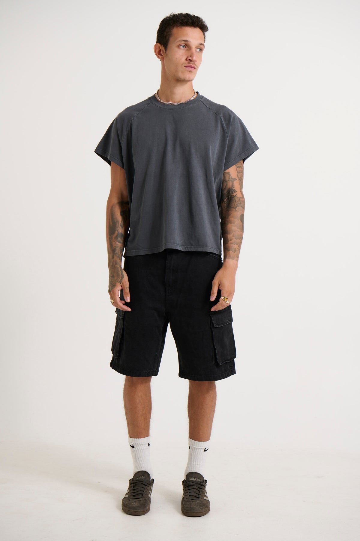 Neil Cargo Denim Short Black