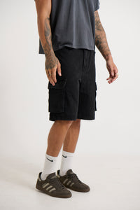 Neil Cargo Denim Short Black