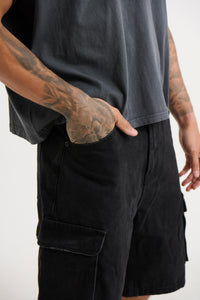 Neil Cargo Denim Short Black