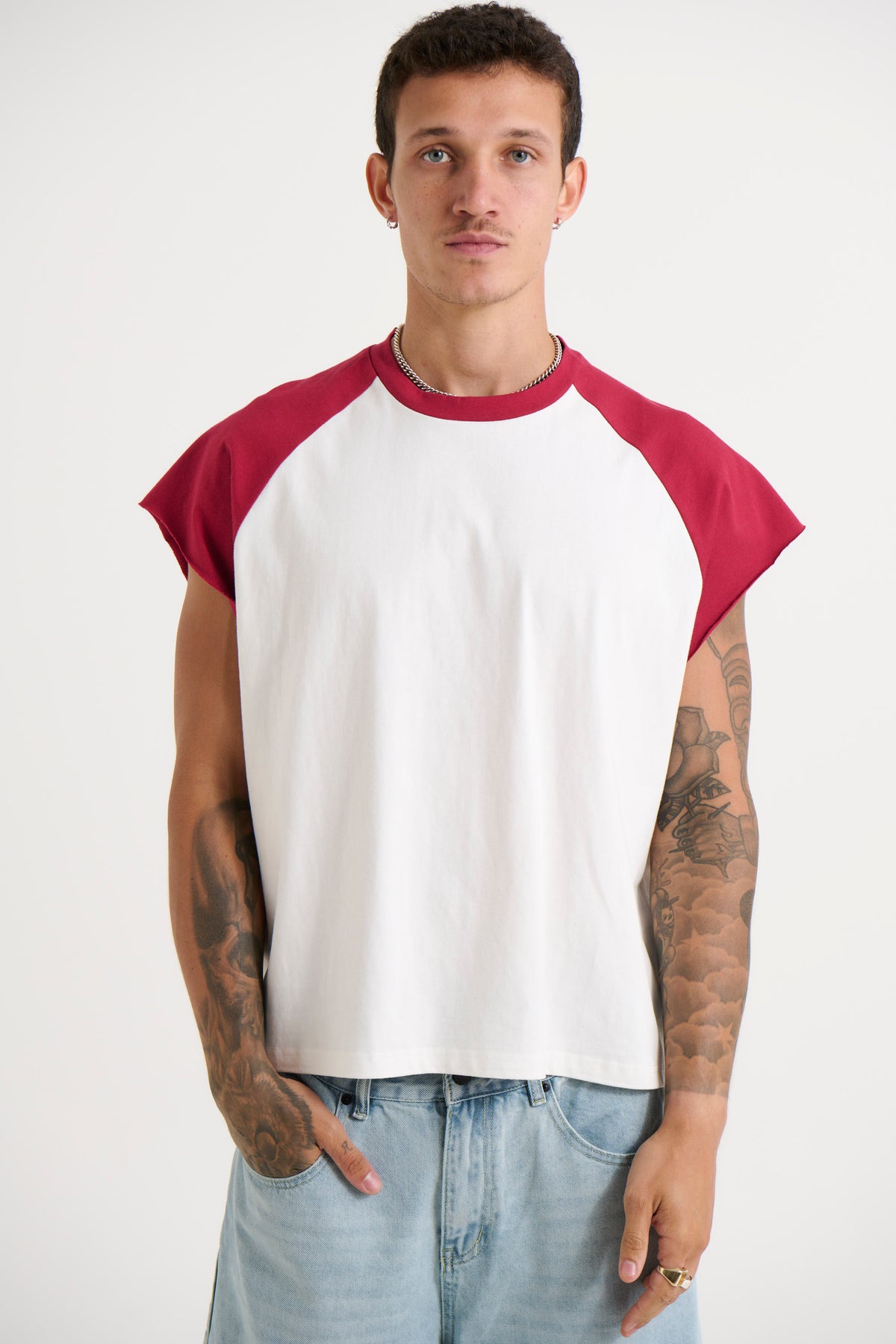 Raglan Crop Box Tank Crimson