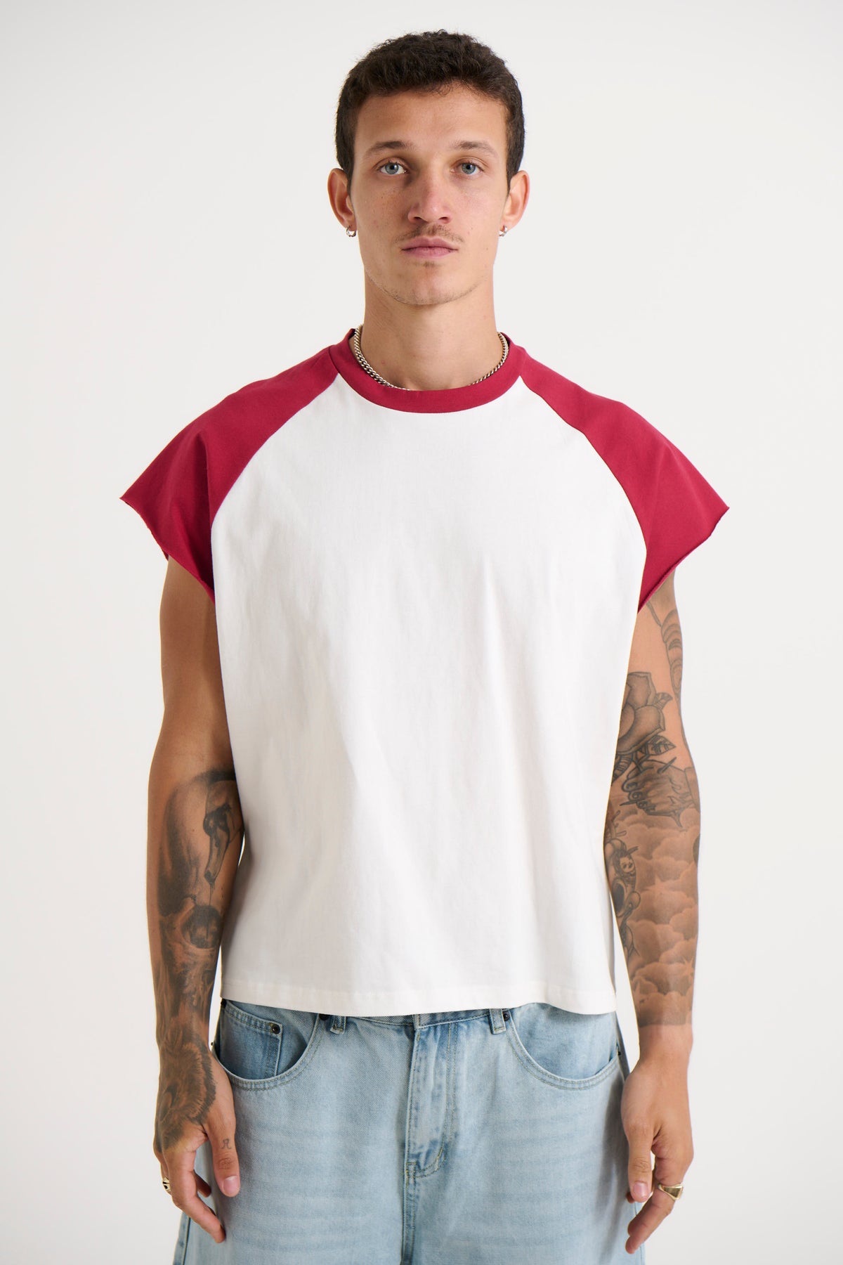 Raglan Crop Box Tank Crimson