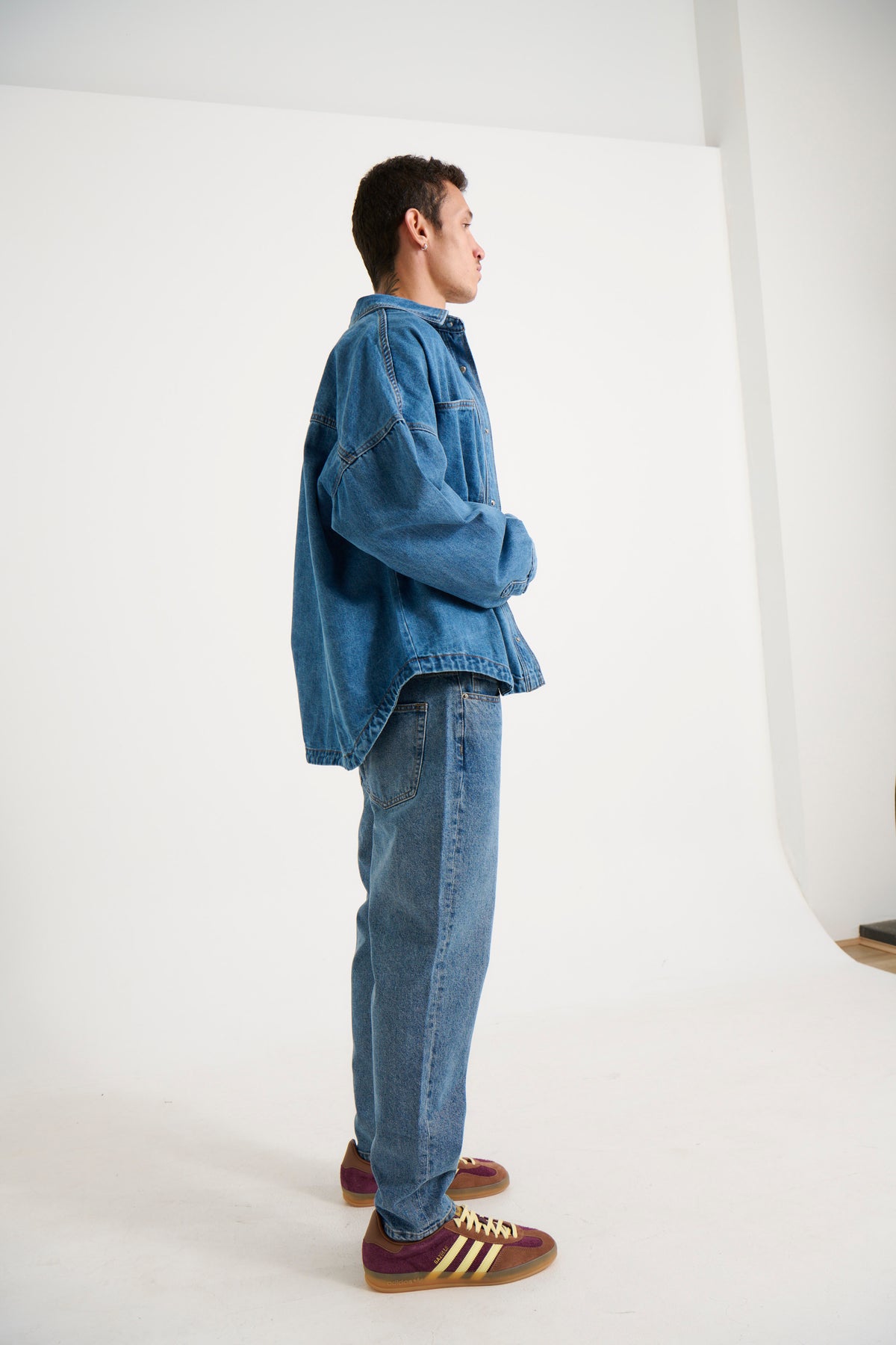 Drop Denim Shoulder Shirt Ocean