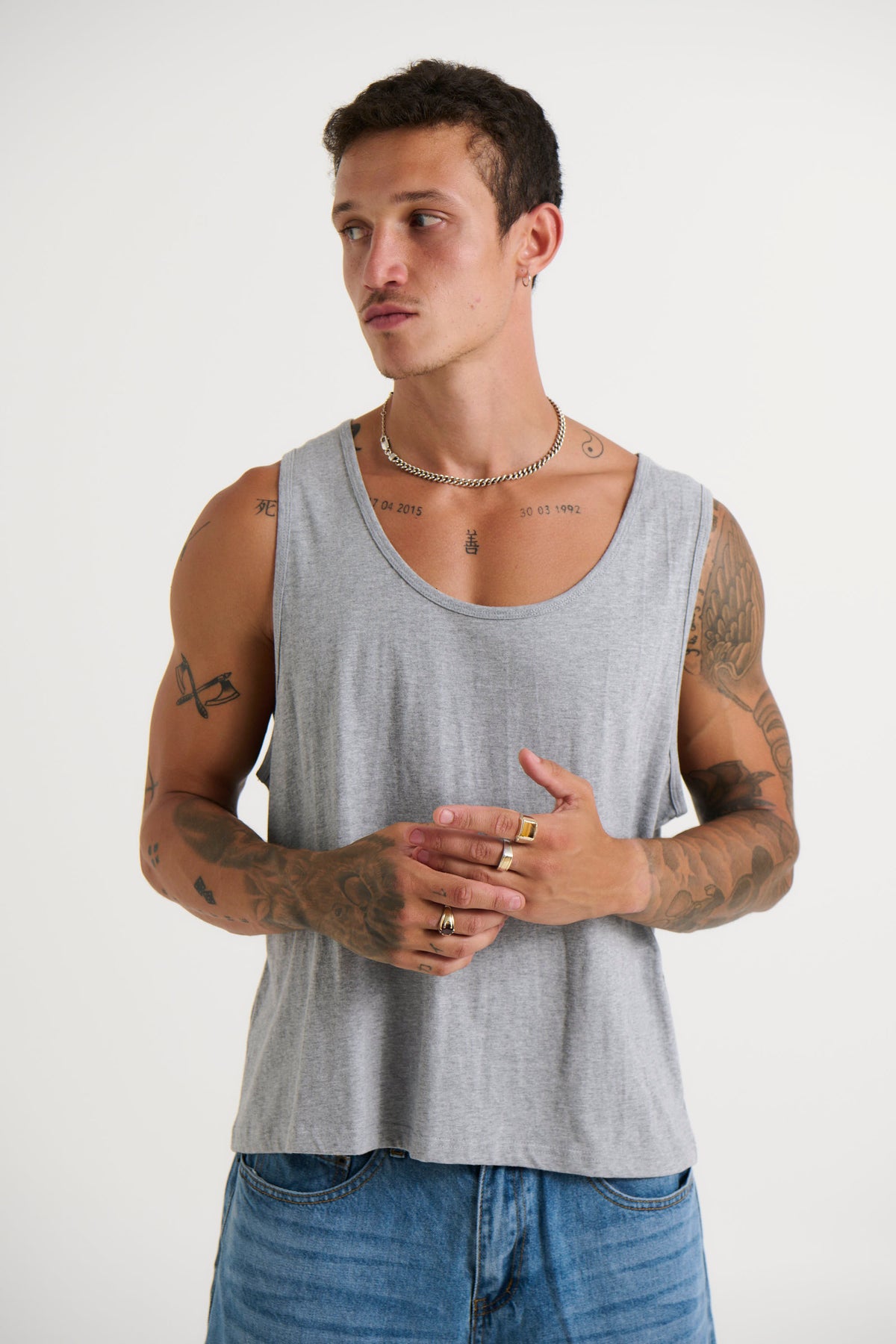 Richie Loose Crop Tank Grey