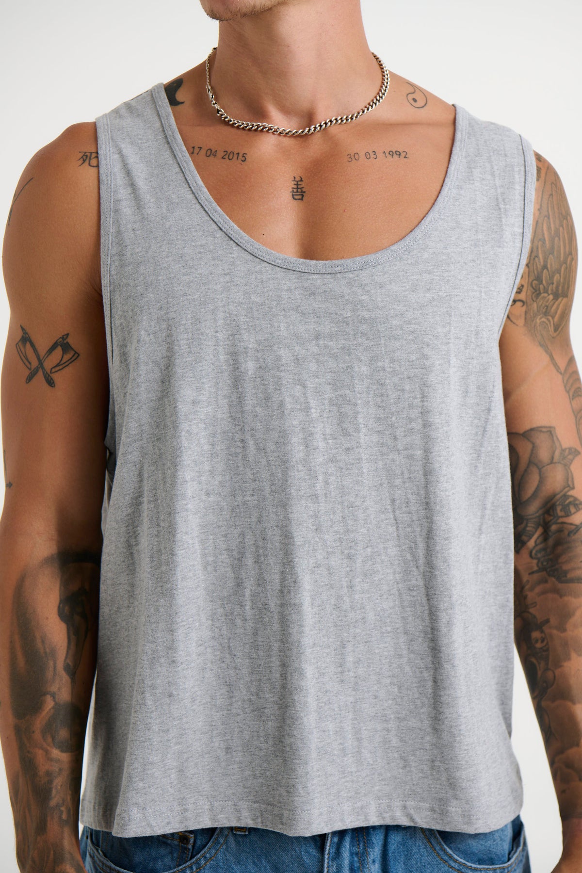 Richie Loose Crop Tank Grey