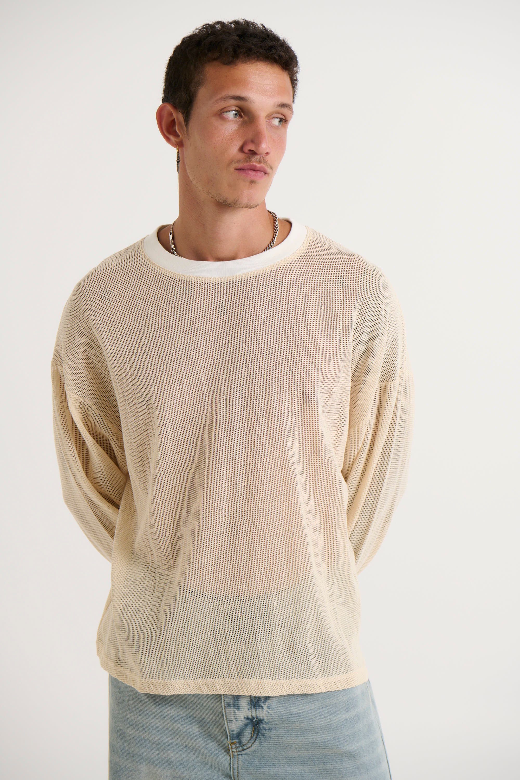 River Hollow Out Long Sleeve Ivory - FINAL SALE