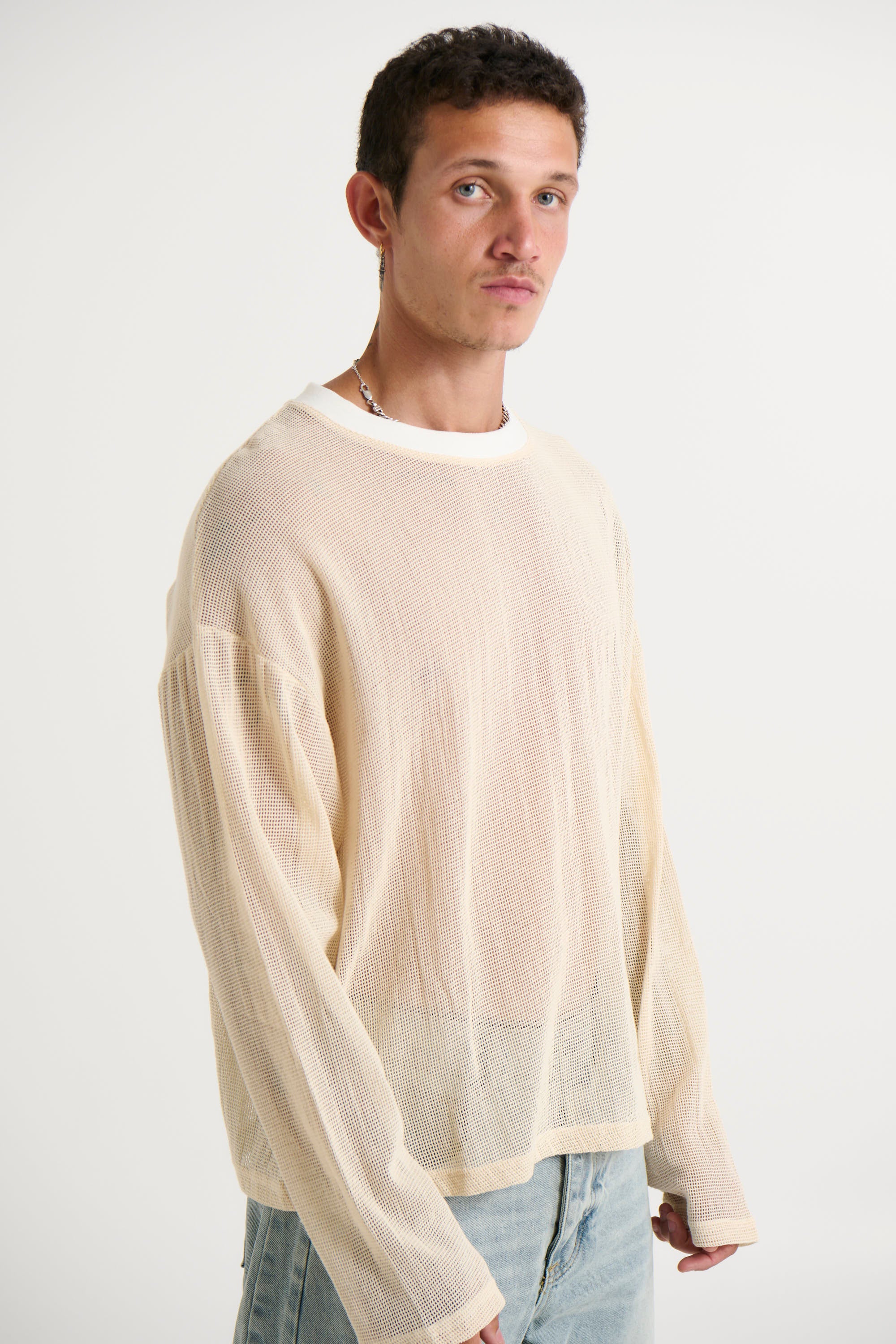 River Hollow Out Long Sleeve Ivory - FINAL SALE