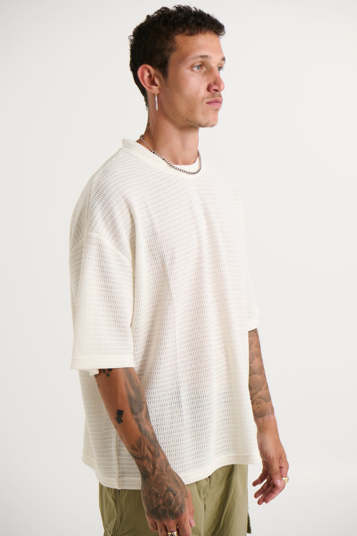 Vinnie Chevron Stitch Tee White