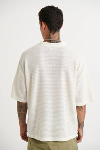 Vinnie Chevron Stitch Tee White