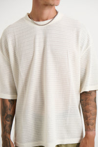 Vinnie Chevron Stitch Tee White