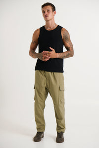 Declan Fitted Ribbed Tank Black