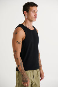 Declan Fitted Ribbed Tank Black