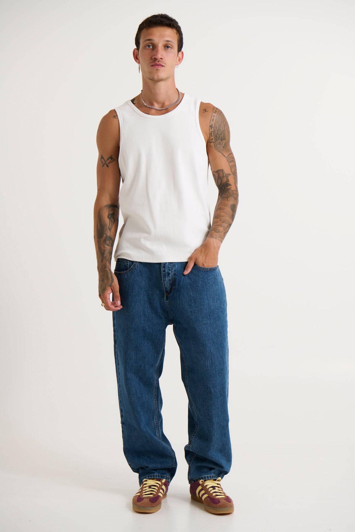 Declan Fitted Ribbed Tank White