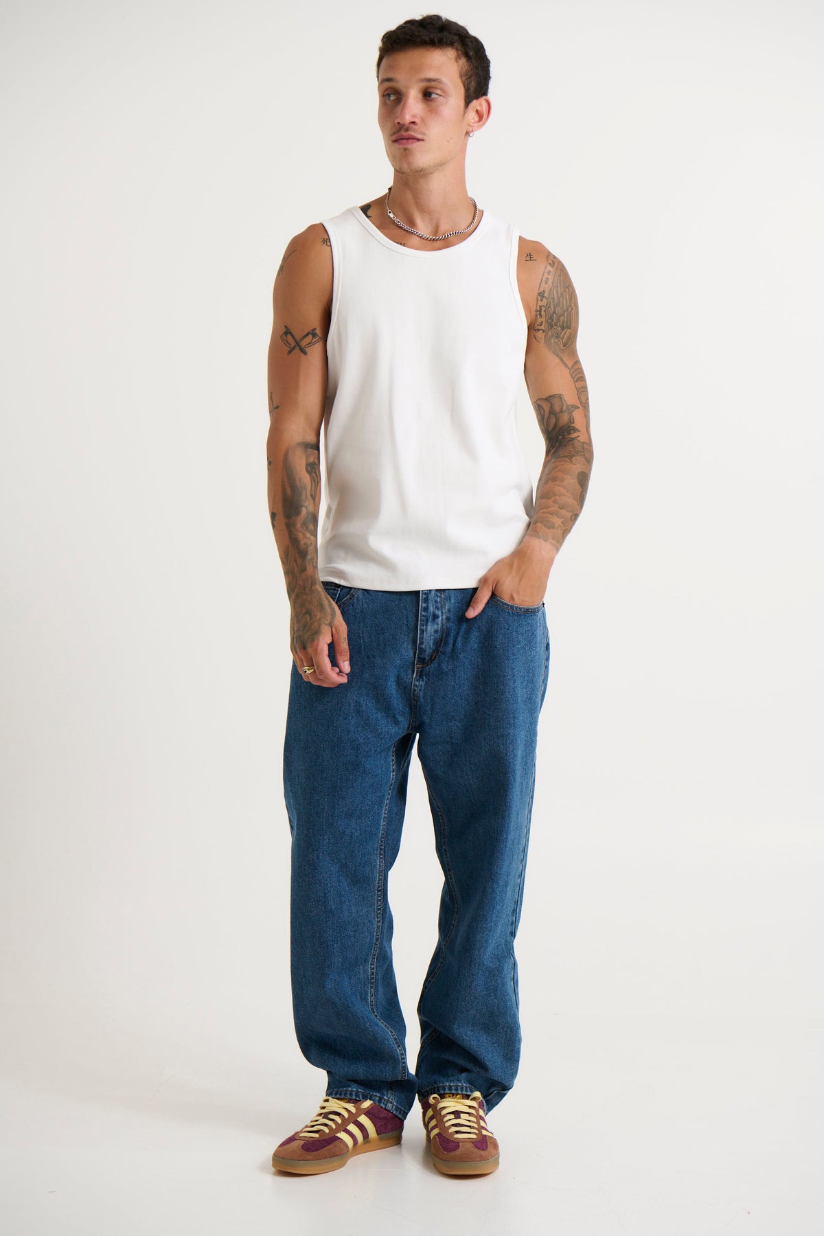 Declan Fitted Ribbed Tank White