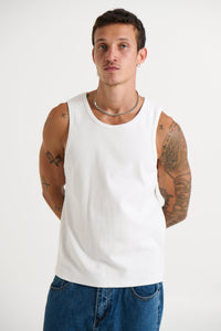 Declan Fitted Ribbed Tank White