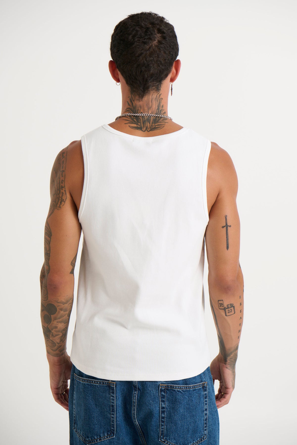 Declan Fitted Ribbed Tank White