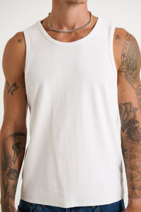 Declan Fitted Ribbed Tank White