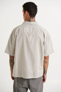 Nathaniel Drop Shirt Check Ivory