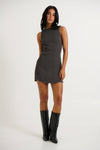 Peyton Ribbed Mini Dress Charcoal