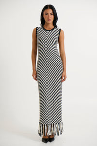 Zahlia Maxi Dress Black Stripe