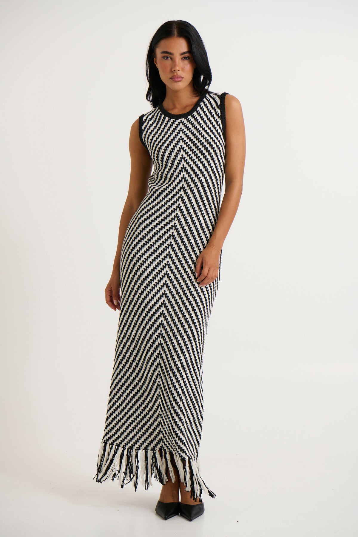 Zahlia Maxi Dress Black Stripe