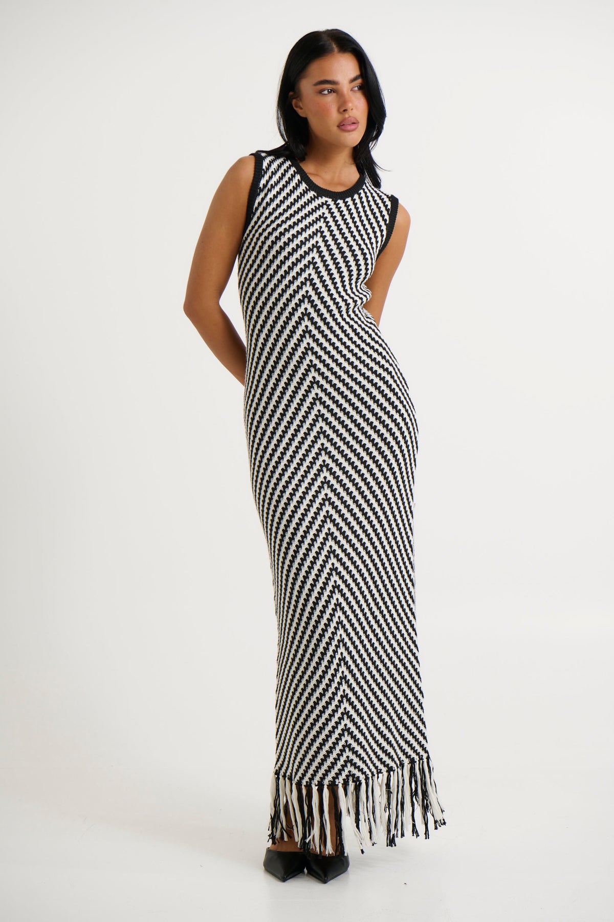 Zahlia Maxi Dress Black Stripe