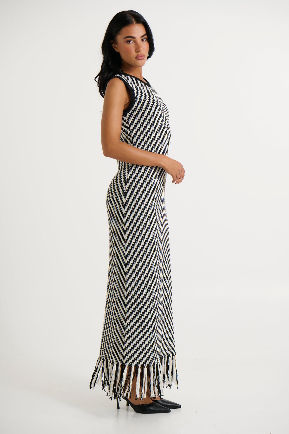 Zahlia Maxi Dress Black Stripe