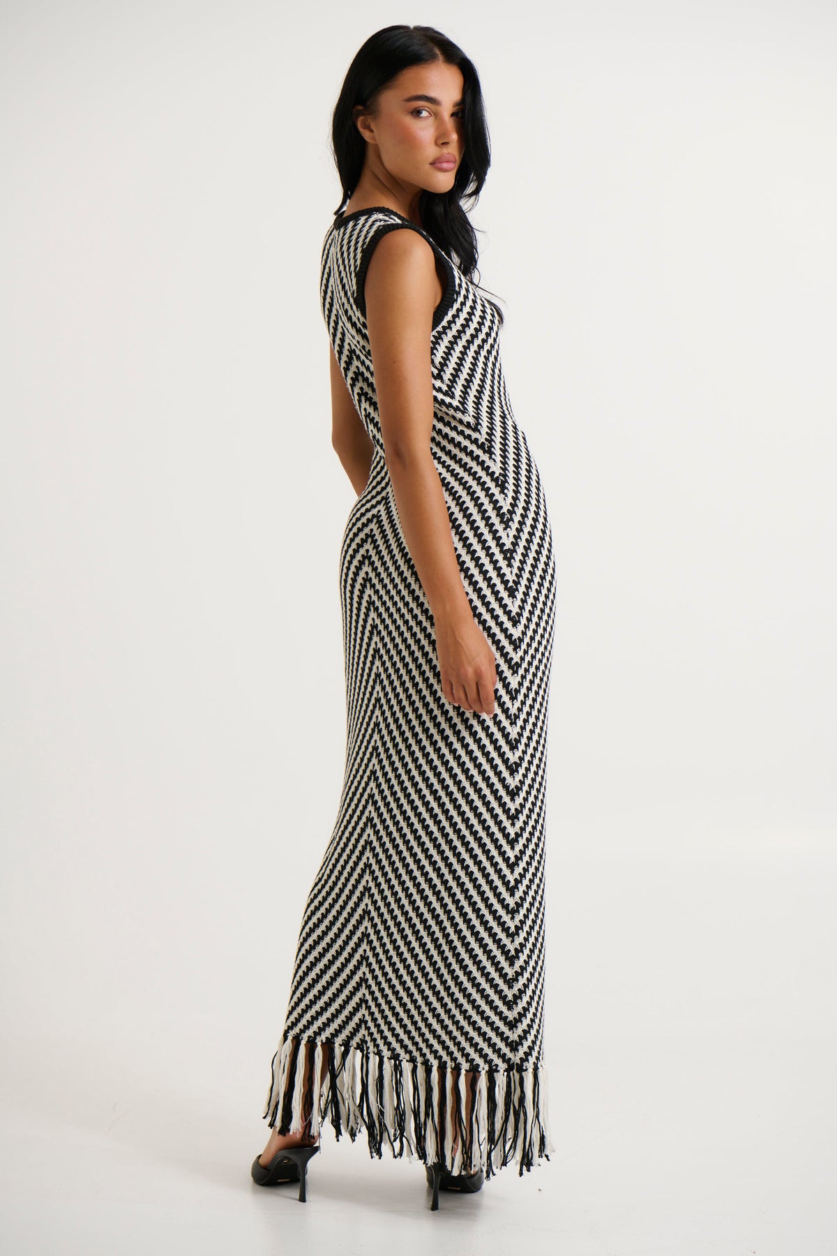 Zahlia Maxi Dress Black Stripe