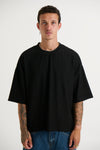 Crop Box Tee Ribbed Black