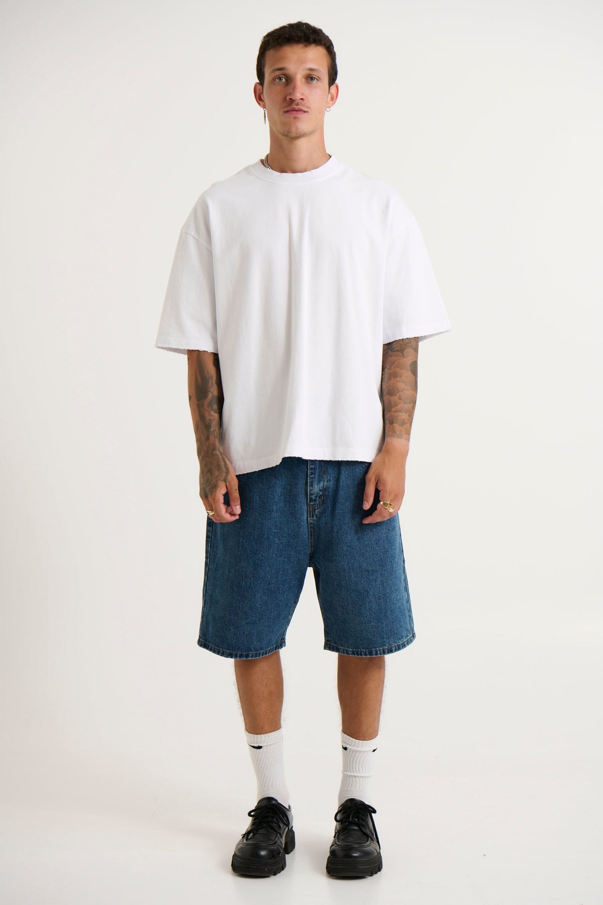 NTH Distress Crew Neck Tee White