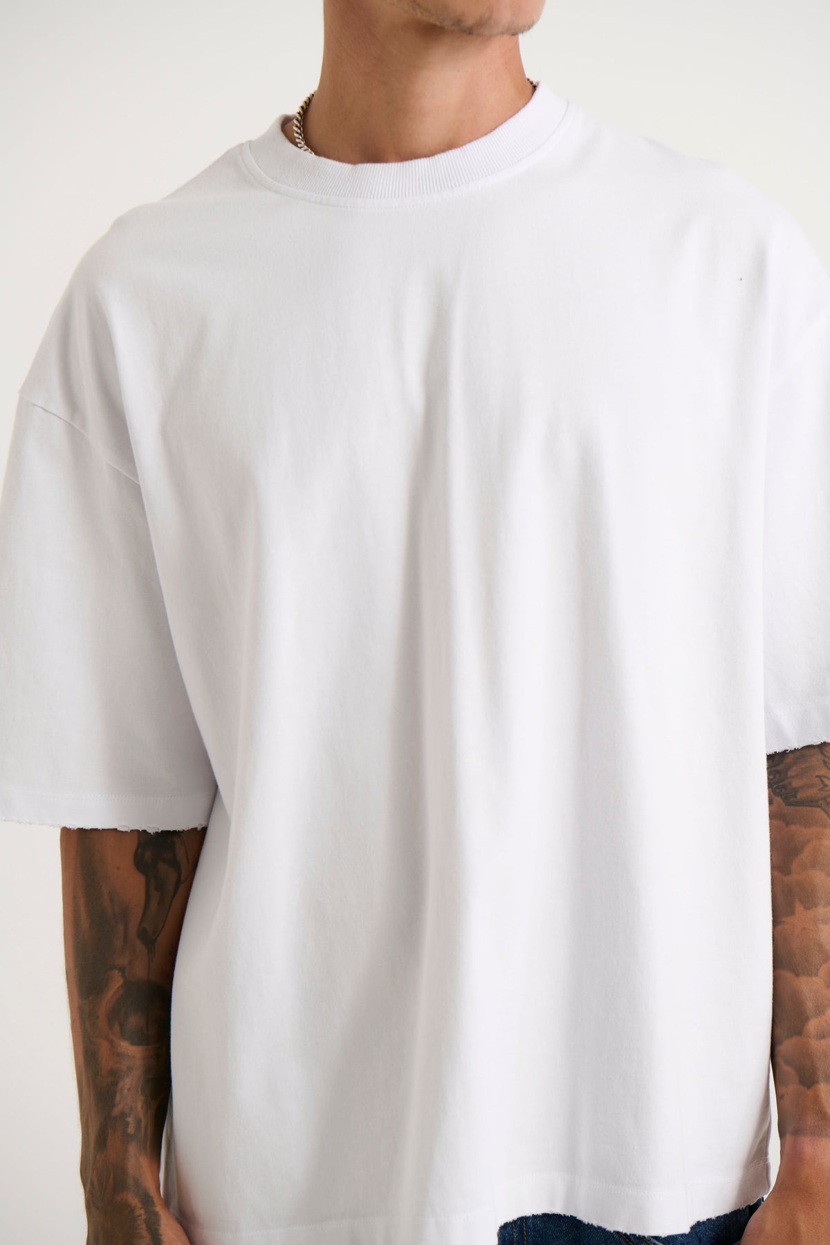 NTH Distress Crew Neck Tee White