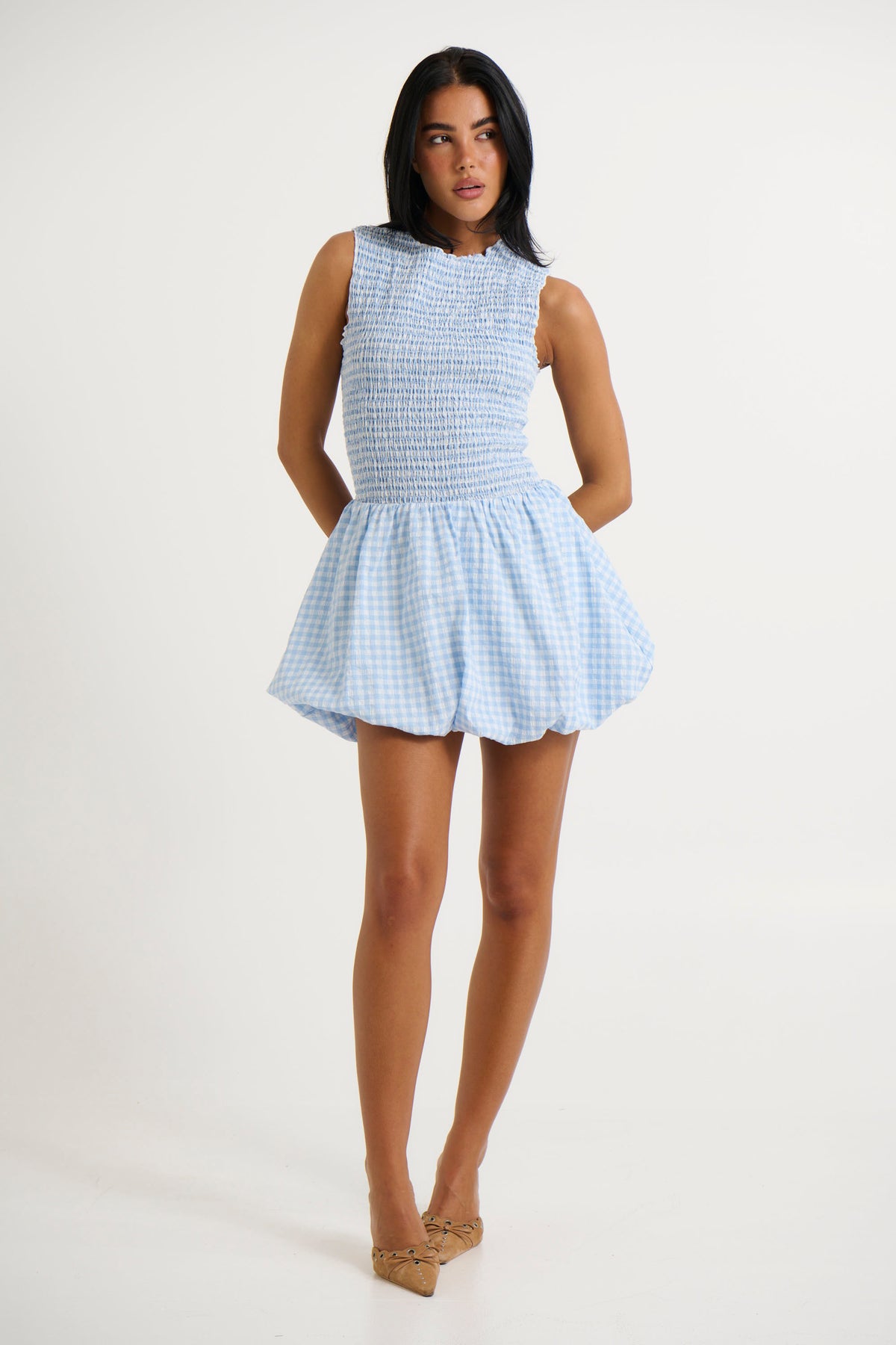 Charlotte Bubble Dress Blue Gingham