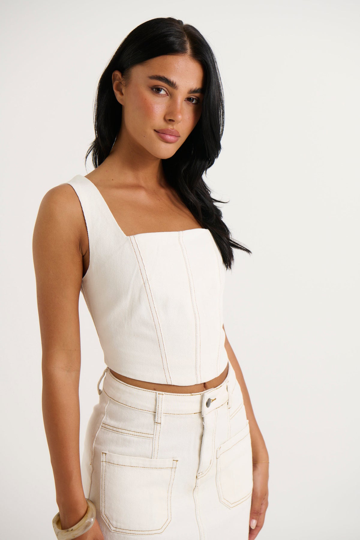 Yasmin Corset White Denim