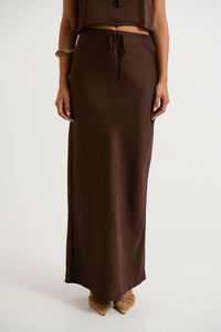 Morgan Satin Skirt Choc