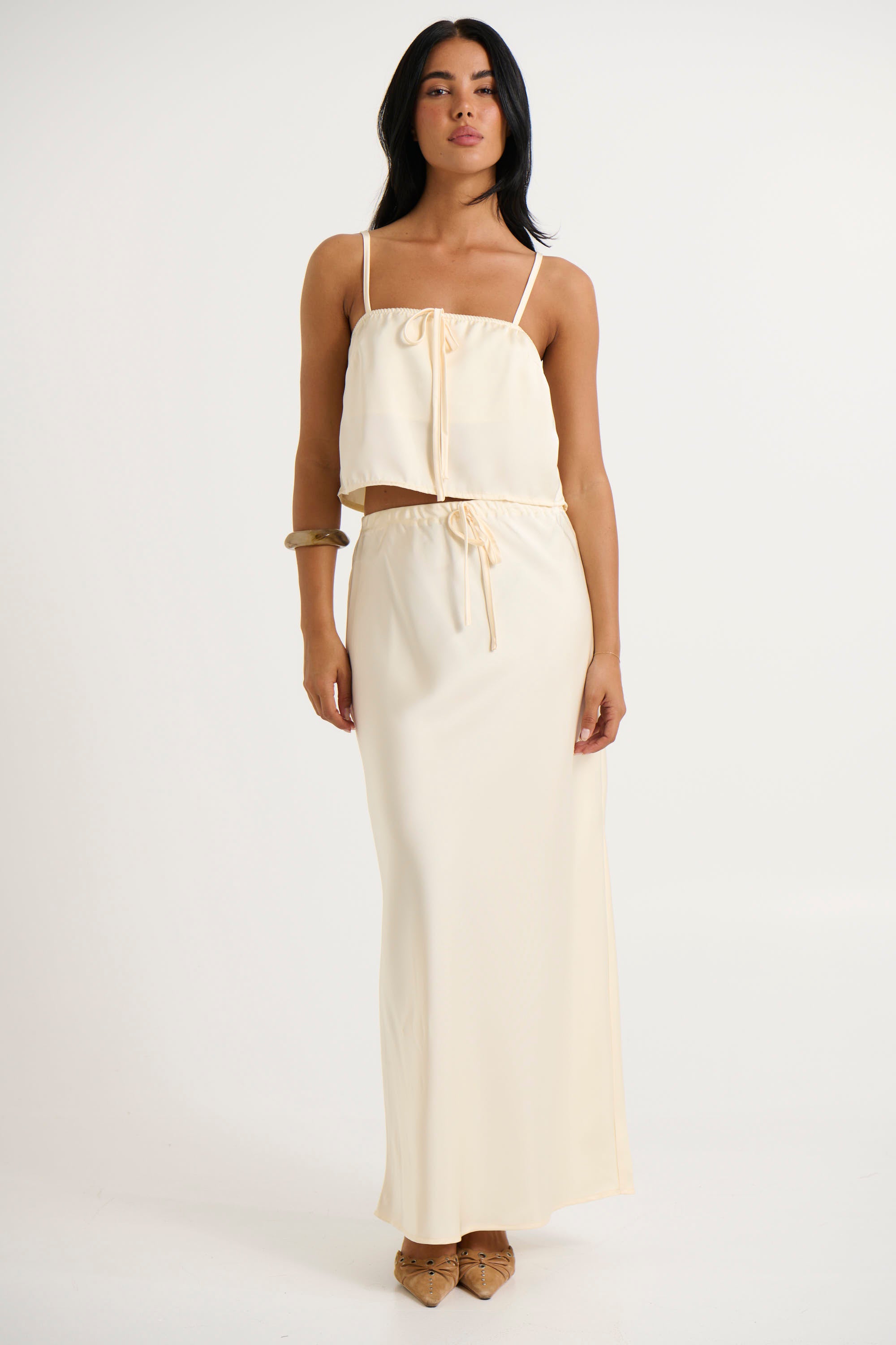 Morgan Satin Crop Cream - FINAL SALE