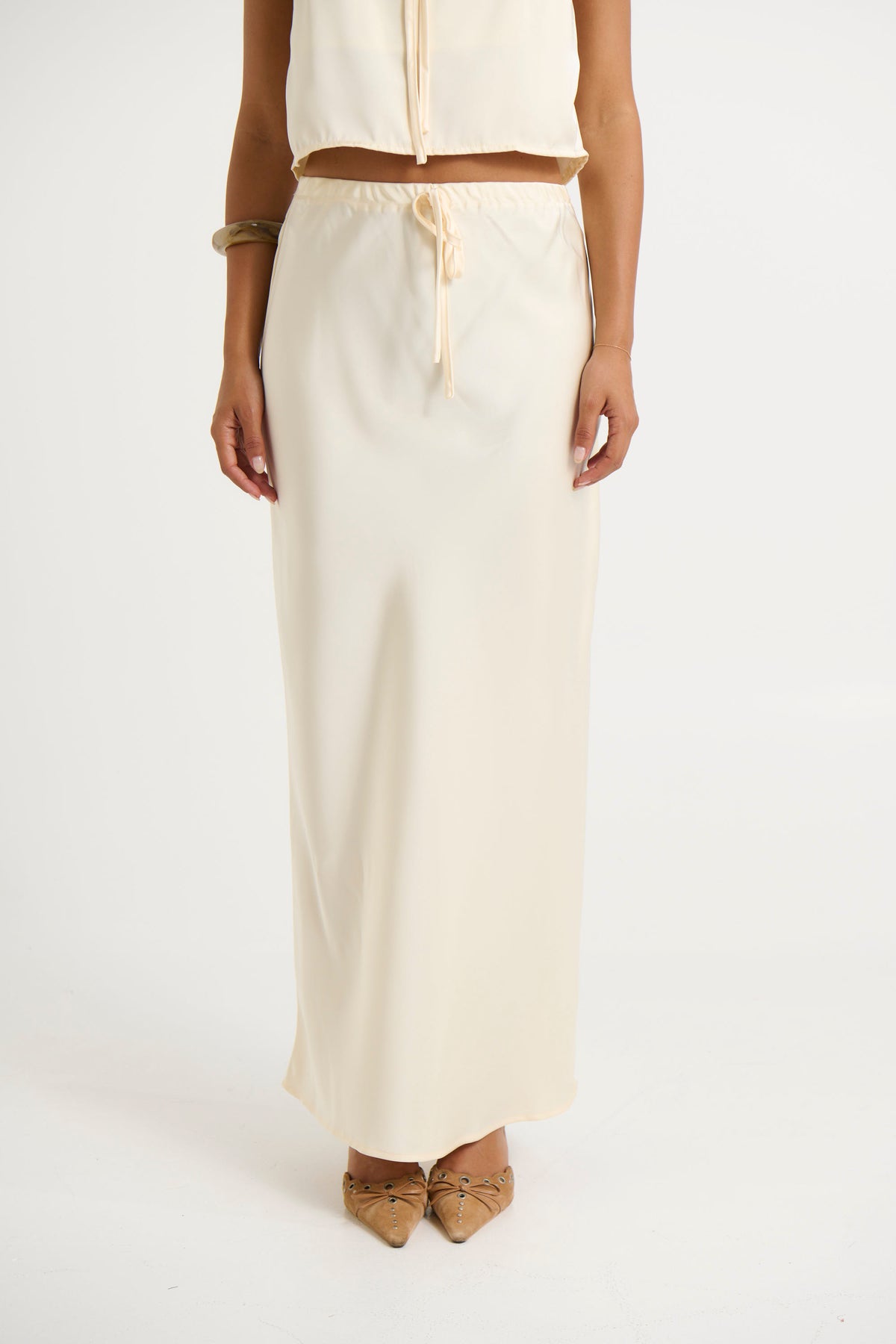 Morgan Satin Skirt Cream